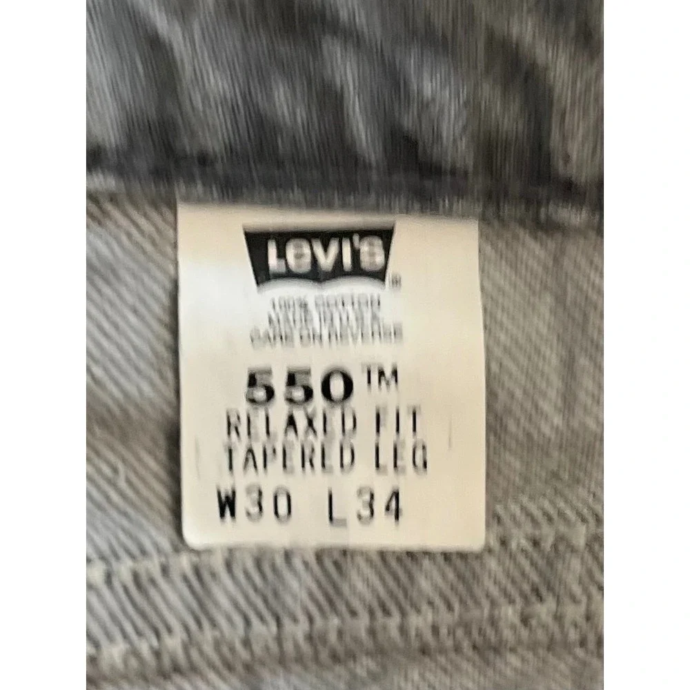 Vintage Levis 550 Orange Tab Grey Relaxed Tapered Leg Jeans Made in USA 30x34